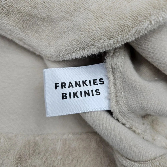 Frankies Bikinis Coco Terry Cloth Front Pocket Shirt In Sand Brown Women's Small - Picture 3 of 7